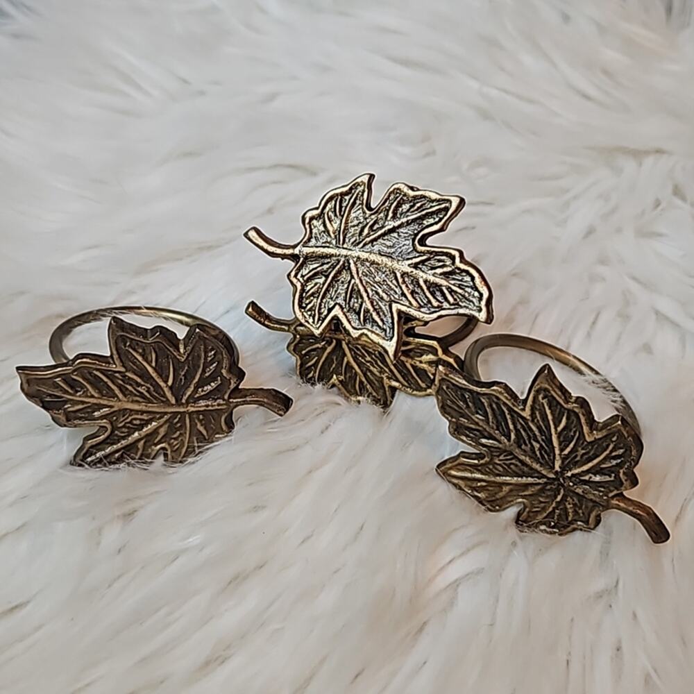 Bronze Metal Maple Leaf Napkin Set of 4